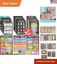 16 Educational Posters for Toddlers 1-3 - Learning Poster for Kids Ages 3-5, Alp
