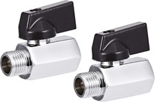 2 Pack Brass Mini Ball Valve 1/4" NPT Female X Male Thread Shut-Off Valve 1/4"