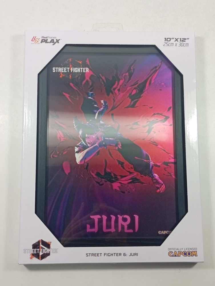 Street Fighter 6 Juri cadre deco retro shadow box tableau pixel art 3D