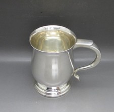 LUXURY SOLID STERLING SILVER HALF PINT TANKARD 205g SELFRIDGE & CO BIRM 1936