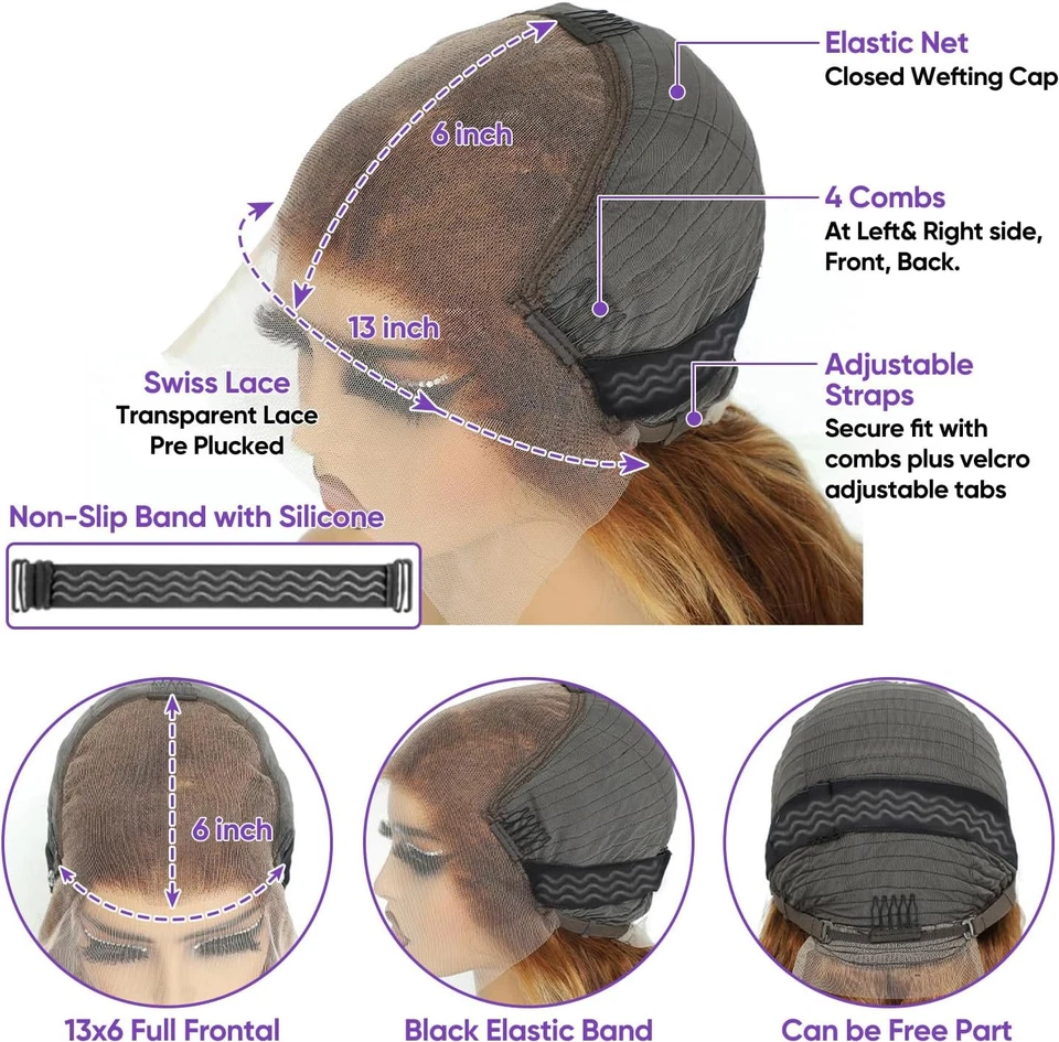 Peluca frontal de encaje Highlight Ombre 13x6 cabello humano 210 densidad 12 pulgadas onda profunda Foto 2 de 4