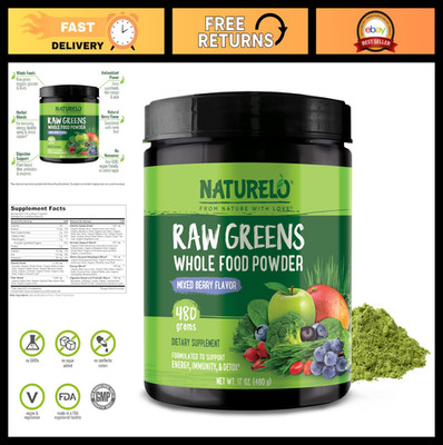 ''Raw Greens Superfood Powder 480g - Mixed Berry, Energy & Immunity Boost, Detox,