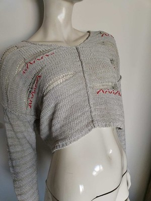 SARAH PACINI Langarm Leinen Oberteil Bluse One Size