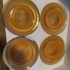 Jeanette Anniversary Iridescent Marigold Dinner Plates, Lot Of 4