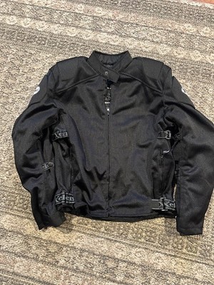 Xelement CF2157 Men's L 'Caliber' Black Mesh Motorcycle Jacket with X-Armor