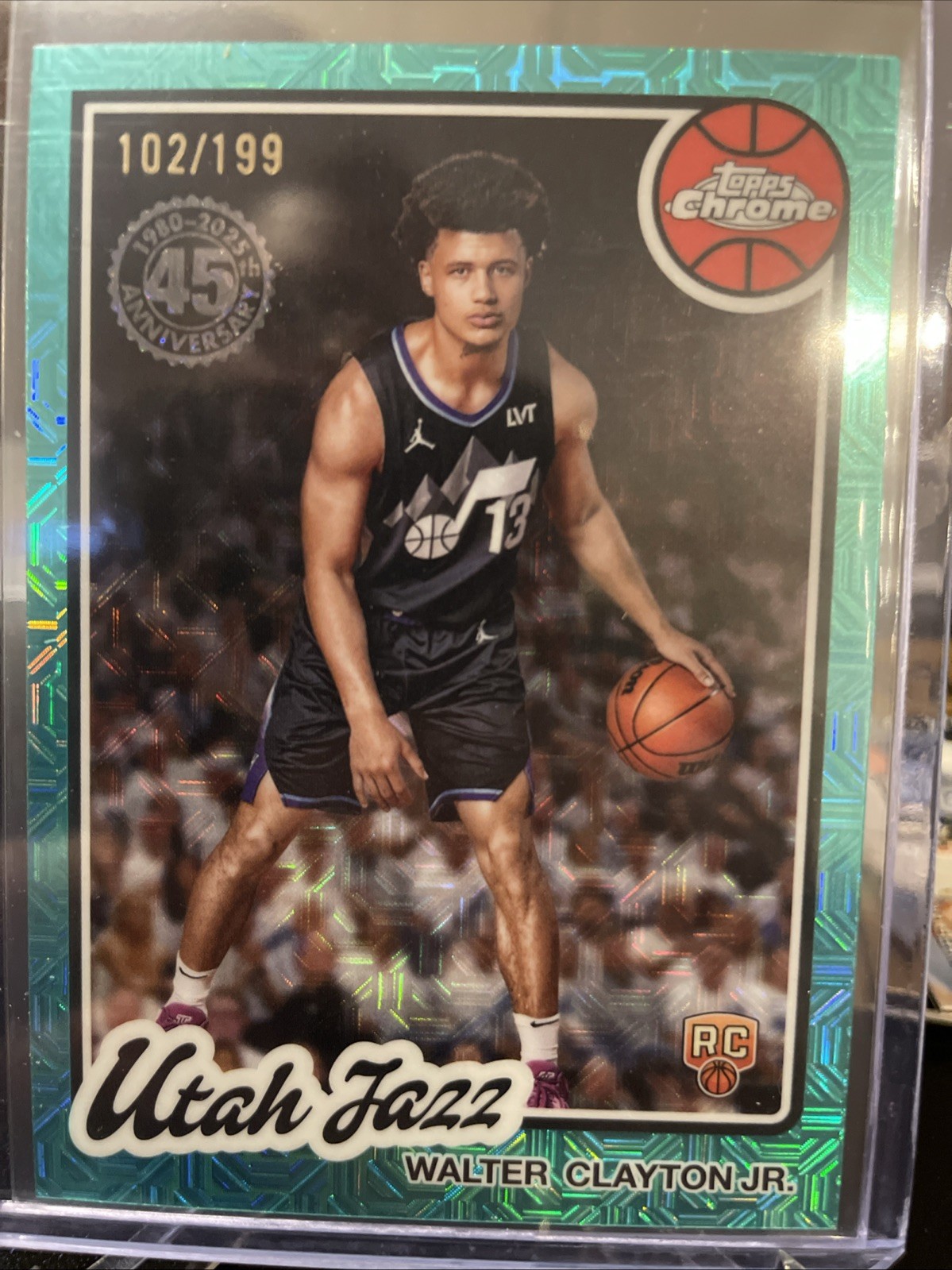 2025 Topps Walter Clayton Jr. Rookie 1980-81 Topps Chrome Aqua Mojo /199 Jazz