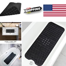 Non Slip Bathtub Shower Mat 39 x 16 Inch with Suction Cups and Drain Holes