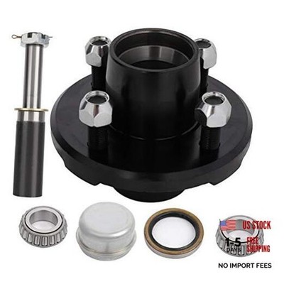 Trailer Hub Kit with Black Paint Idler Hub 4 Lug on 4 L44649 x2 Bearings fit