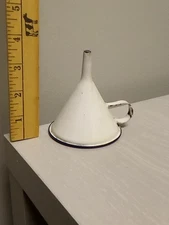 ANTIQUE WHITE & BLUE GRANITEWARE FUNNEL ENAMELWARE Free Shipping