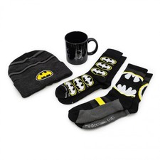 Batman Bat Signal Boot Sock Cozy Bundle Gift Set Black