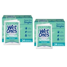 2 Pack Wet Ones Sensitive Skin Hand Wipes Unscented Individually Wrapped 24 Each