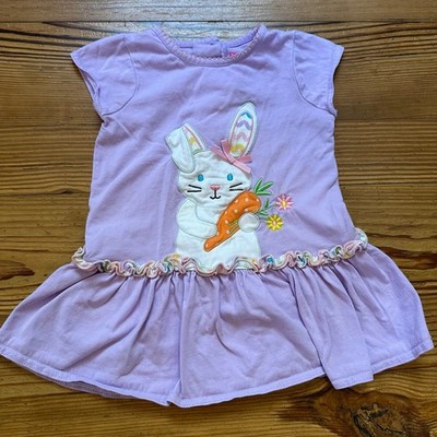Good Lad purple short sleeve bunny spring embroidered ruffle dress SIZE 3T