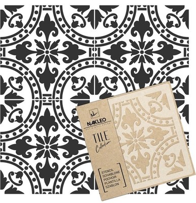 NAKLEO Tile Painting Stencil 17.7''x17.7'' Isna Spanish Moroccan Flower Reusable
