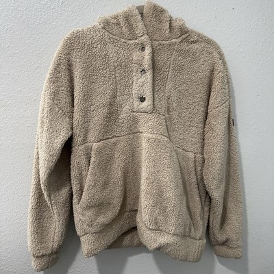 Roxy Men's Surf Spray Sherpa Jacket Size Small Color Beige Oversized Unisex  
