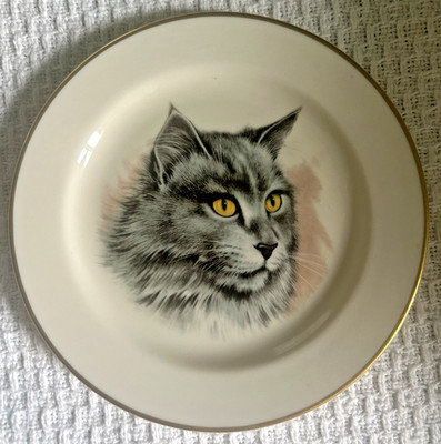 Pickard USA Gray Nebelung Cat Portrait 6 inch Vintage Fine China Plate