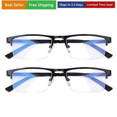Blue Light Blocking Glasses, Lightweight Metal Half Frame Computer Reading/Ga...