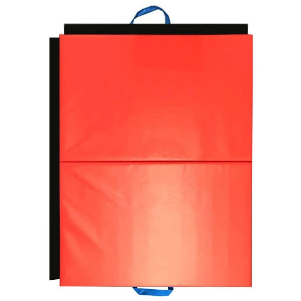 Folding Gym Mat 3x4 Red Blue Yoga Fitness Tumbling Inflatable Landing Pad - Image 2 of 3