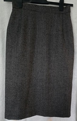 St Michael Rock UK 12 Reine Schurwolle Grau Plissee Vintage Made in UK