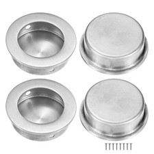 4 Pack Round Recessed Sliding Closet Pocket Door Finger Flush Pull Silver 40mm