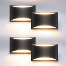 4 Pack Black Modern LED Wall Sconce Hardwired Indoor Wall Lights Up and Down ...