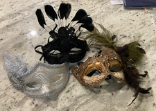 Mardi Gras Masks Feathers Lot of 3