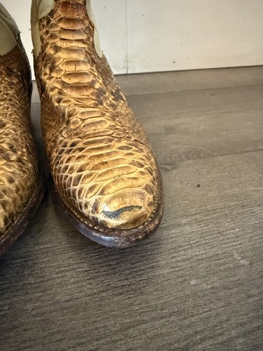 justin womens size 6 beige leather python snakeskin western cowboy boots. EXOTIC - Picture 7 of 15