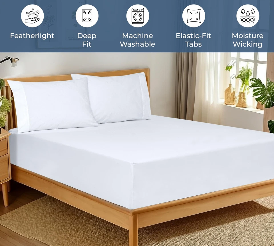 Sábana bajera 100 % algodón orgánico - tejido percal - bot de bolsillo profundo súper suave... Foto 3 de 4