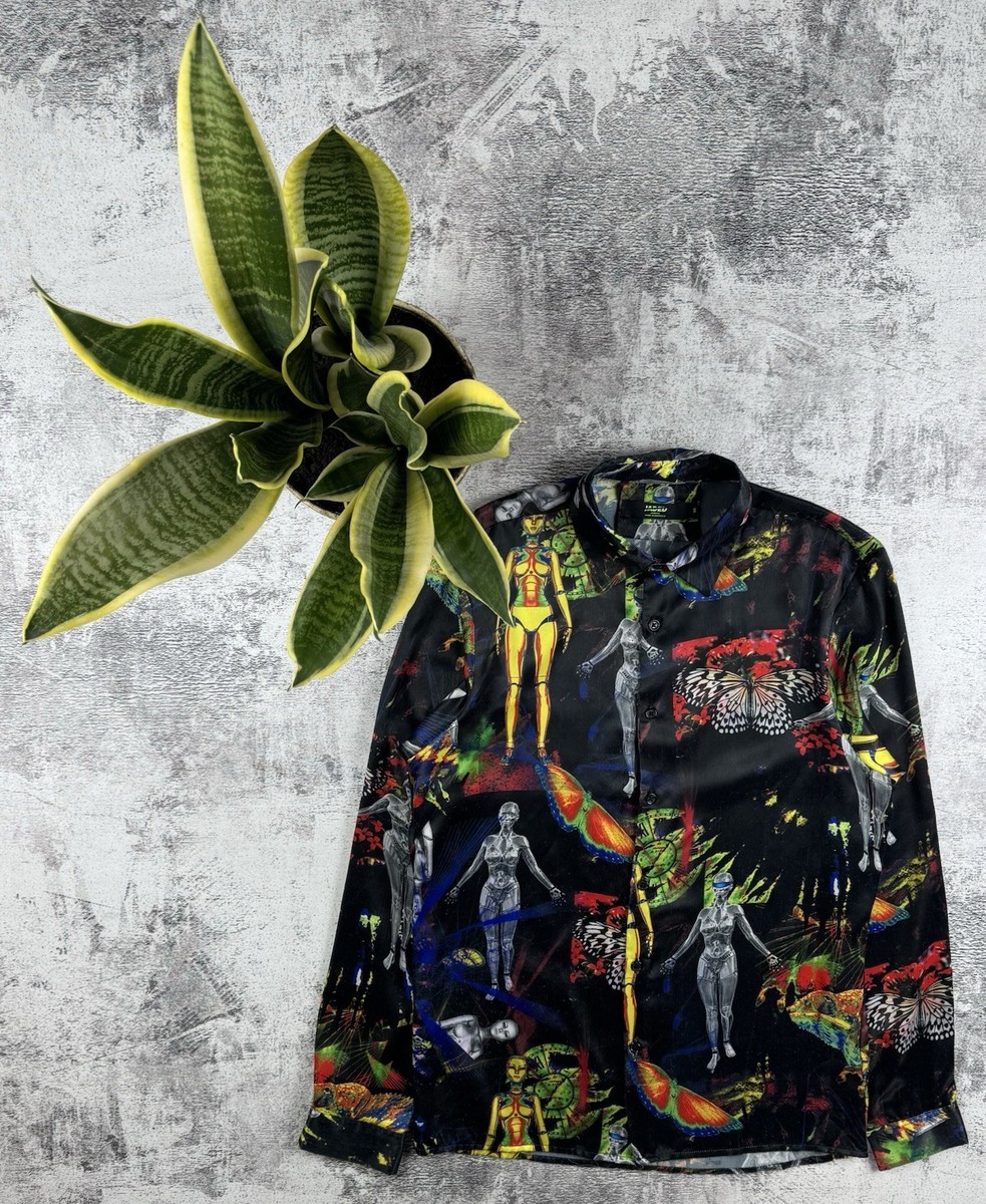 Jaded London Multi Robotic Laser Hawaiian Long Sleeve Y2K Designer