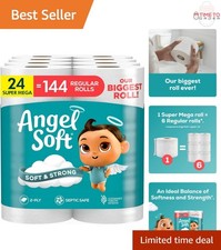 Toilet Paper 24 Super Mega Rolls 144 Regular Sheets Soft Strong Septic Safe