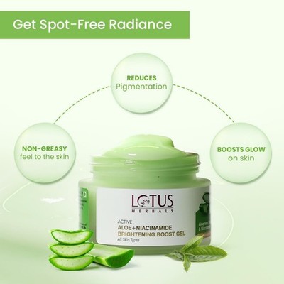 Lotus Herbal Brightening Boost Gel Active Aloe+ Niacinamide| Clear Dark Spot 50g