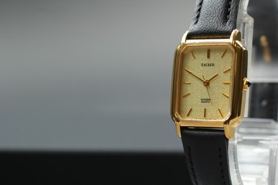 Vintage 1990 N NEUWERTIG Citizen Exceed 5437-F40977 Quarz Gold Tank...