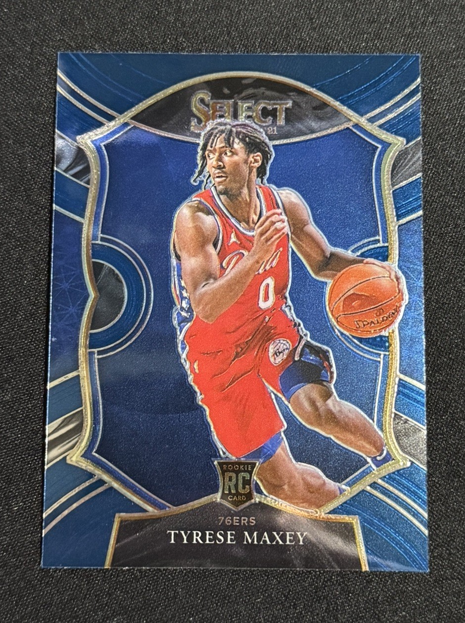 2020-21 Panini Select Tyrese Maxey Blue Prizm Rookie RC Concourse #81 76ers
