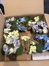 Hydrangea Wreath Garland Spring Summer Wreaths for Front Door Porch Wedding