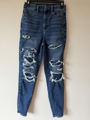 American Eagle Curvy Highest Rise Jeggings Womens 6 Regular Distressed Shredded