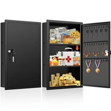22.05" Tall Wall Safes Between the Studs with Removable Shelf, Lockable Hidde...