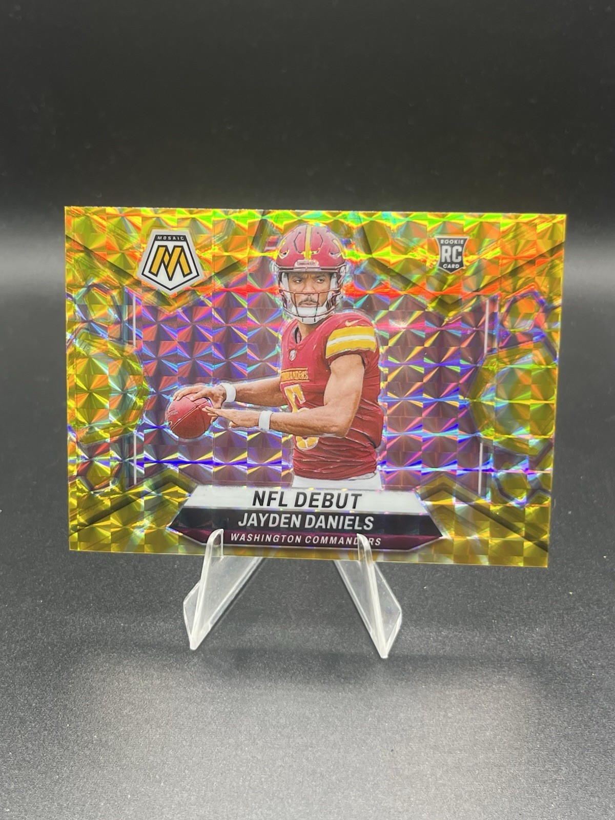 2024 Panini Mosaic Football Jayden Daniels Yellow Reactive Rookie Debut RC