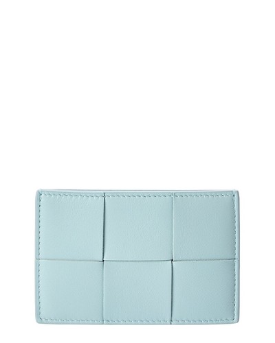 Bottega Veneta Cassette Maxi Intrecciato Leather Card Case Women's Blue