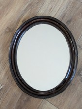 Antik Holz Bilderrahmen oval rotbraun mit Spiegel 39,5 x 47 cm Fein Ornamentiert