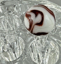 CHRISTENSEN PRE-1943 UV 19/32" SWIRL RED WHITE MARBLE