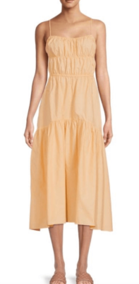 Vince Ruched Tiered MIDI Dress in Peach NWT Size Medium | eBay Vince Ruched Tiered MIDI Dress in Peach NWT Size Medium | eBay