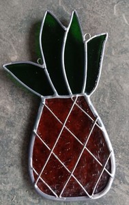 Stain Glass Pineapple Window Sun Catcher Hanging Wall Art Piece Small 5"