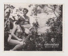 Beautiful Young Women in Swimsuits Bask in the Sun Surrounded by Fragrant Flower