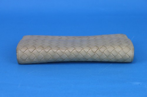 BOTTEGA VENETA Intrecciato Beige Leather Foldover Long Wallet Purse Women's Auth - Picture 6 of 12