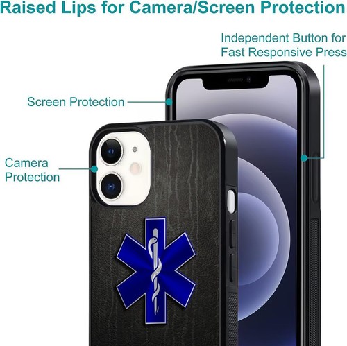 For iPhone SE XS XR Max 5 6 7 8 Plus Emergency medical services Hard Black Cover - Picture 9 of 25