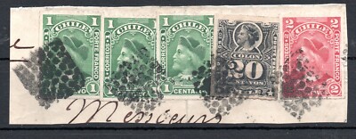 CHILE, COLONES EN FRAGMENTO DE SOBRE, MATASELLOS MUDO