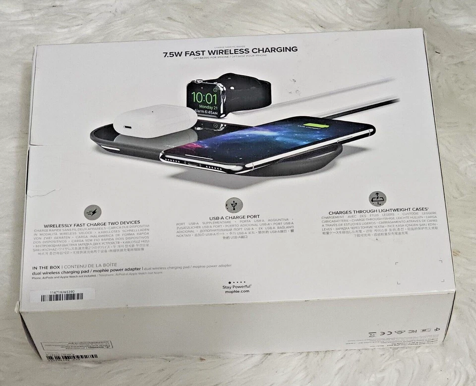 Mophie 401303592 Dual Universal Wireless Charging Pad Fast Charge 7.5 Watt - Image 3 of 4