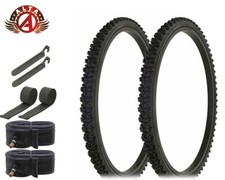 ALTA BICYCLE PERFORMANCE DURABLE TIRES 26 x 1.75 BLACK ROUGH KNOBBY 8pc SET.