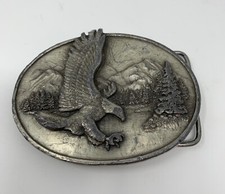 Siskiyou Belt Buckle-Embossed Pewter "THE EAGLE" Siskiyou Buckle Co. 0-10-C1982