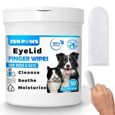 50PCS Dog & Cat Eye Wipes Finger Wipes for Tear Stains Discharge & Itch Relief