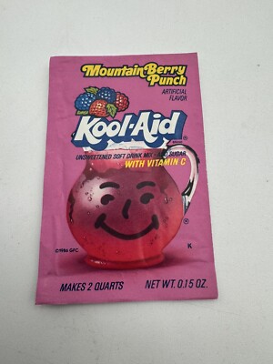Vintage 80s Kool-Aid Mountain Berry Punch Flavor Packet NOS | eBay